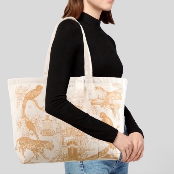 Sezane Paris Jungle Print Canvas Tote Bag NWOT - Picture 3 of 5